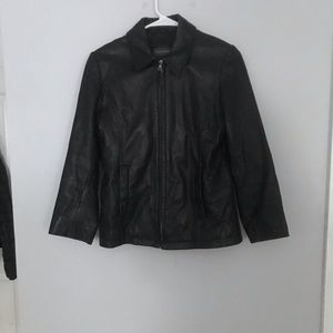 Banana Republic - black leather jacket,  size XS Vintage, EUC